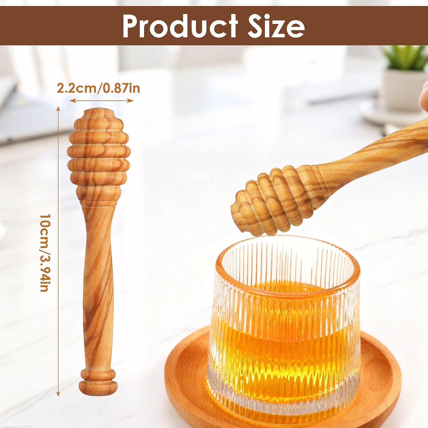 Ymapinc Olive Wooden Honey Spoon, 3.94 Inch Mini Honey Sticks, Wooden Dipper for Tea/Jars, Durable Premium Kitchen Accessories image 2