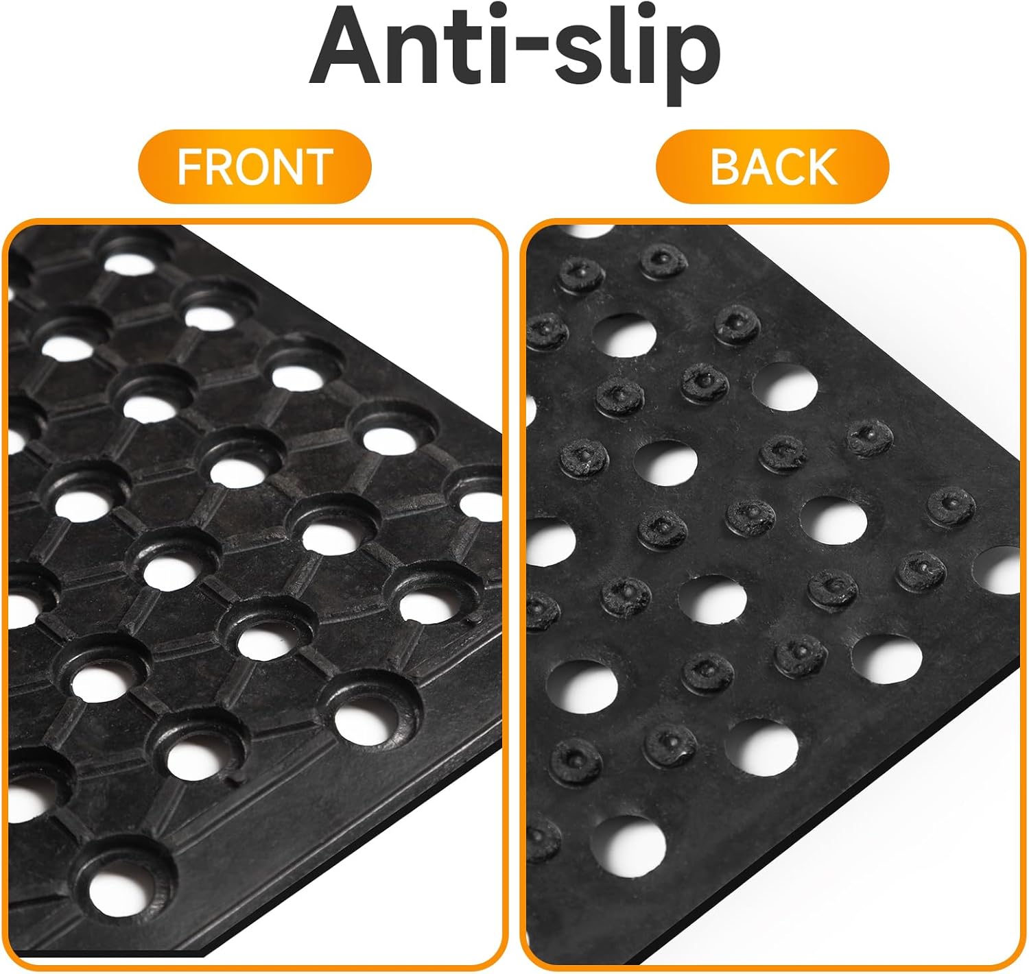 82.6"x35.4" Commercial Anti-Fatigue Drainage Rubber Mat with Holes - Heavy Duty Non-Slip, Durable for Indoor/Outdoor - Black - Image 7