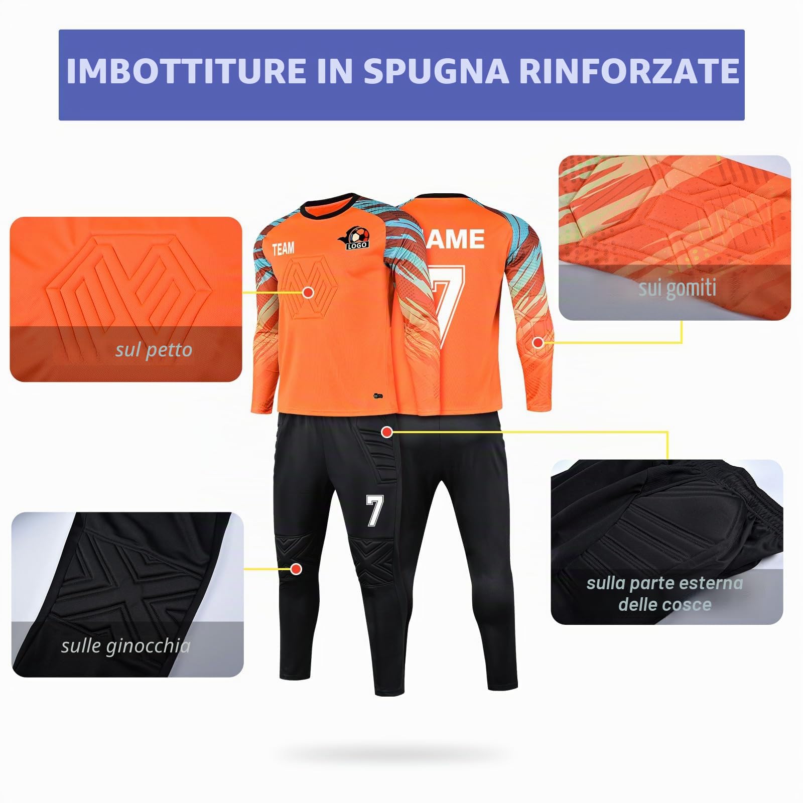 LAIFU - Maglia da portiere, set adulto/bambino, personalizzabile, Blu, S