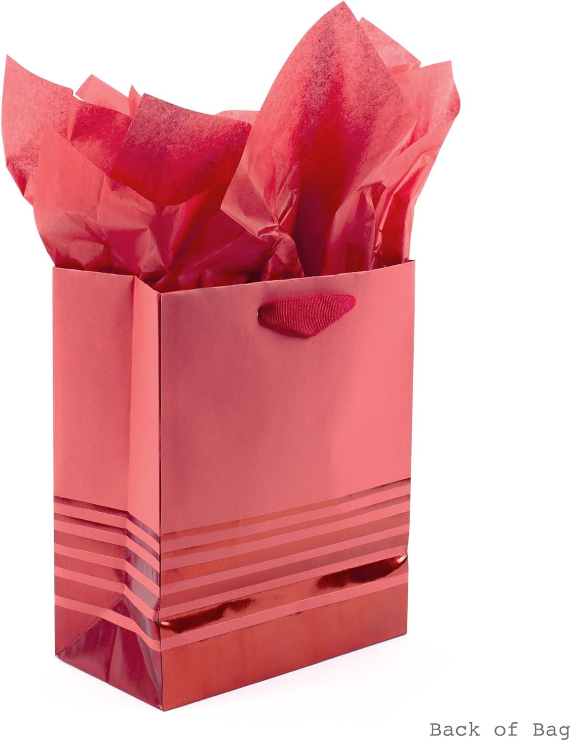 Get Special Price Hallmark 9 Medium Gift Bag with Tissue Paper (Red Foil Stripes) for Christmas, Birthdays, Father's Day, Graduations, Valentines Day, Sweetest Day