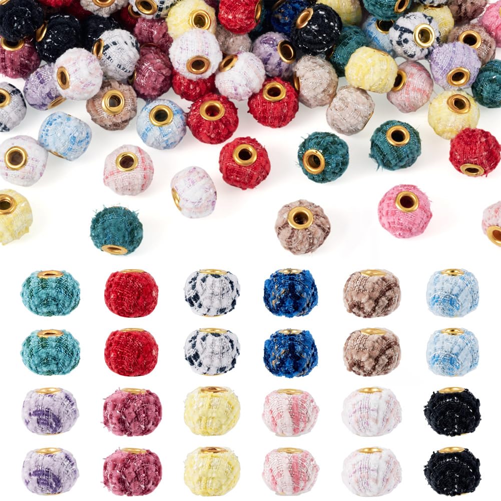 Perles en tissu à grand trou : lot de 100 pompons vintage pour loisirs créatifs d'hiver