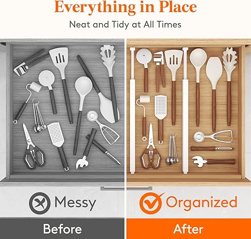 Miniatura 8 de Lifewit Paquete de 12 separadores de cajones de cocina de 2.36 pulgadas de alto, 16 a 22 pulgadas, organizador de cajones ajustables para