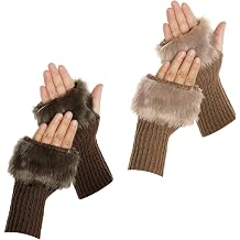 Winter Faux Fur Fingerless Gloves Faux Fur Half Finger Warmers Fingerless Gloves for Women Girls Working Writing