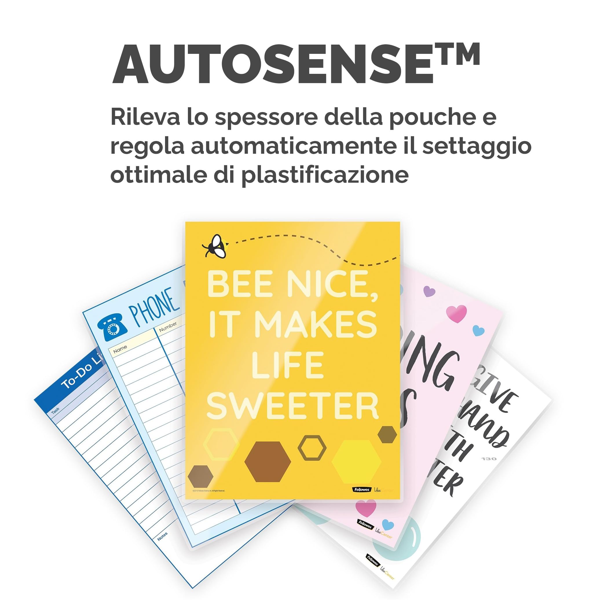 Fellowes plastificatrice a caldo Venus A3, formato A3, fino a 250 micron, per ufficio, riscaldamento rapido, con retromarcia e modalità riposo, colore bianco, incluso starter pack di 10 pouches