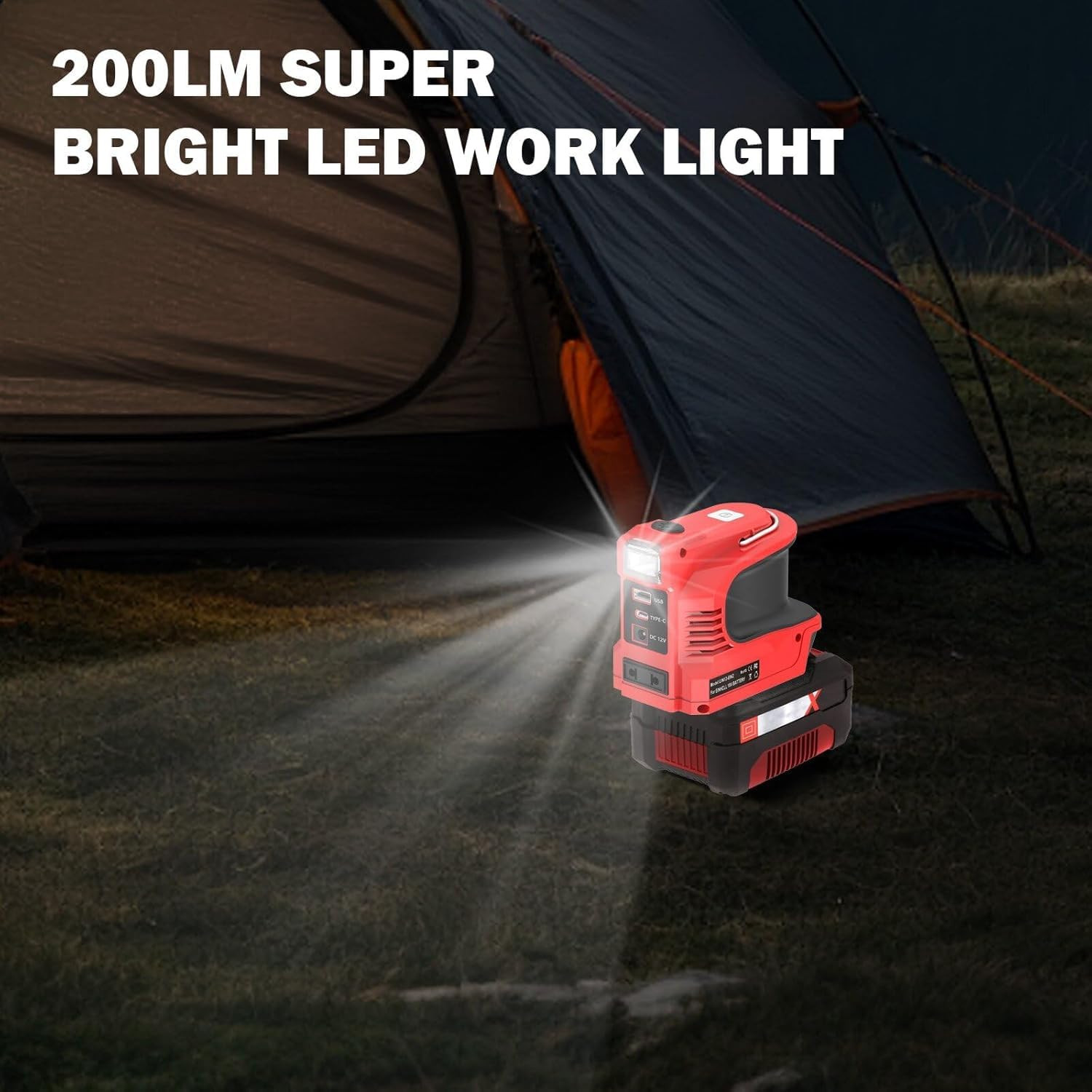 220W-Netzteil-Wechselrichter für Einhell 18V-Akku, DC 18 V auf AC 220 V Wechselrichter-Generator, USB-Stromquellenadapter für Einhell Power X-Change mit DC Port & LED-Licht & AC-Steckdose (ohne Akku)