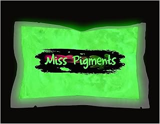 Miss Pigments Glow in The Dark Powder - Glowing Mica Pigment Colorant for Epoxy - Resin - Candle Making - Nail Polish - Non-Toxic (Bright Green, 8 oz)