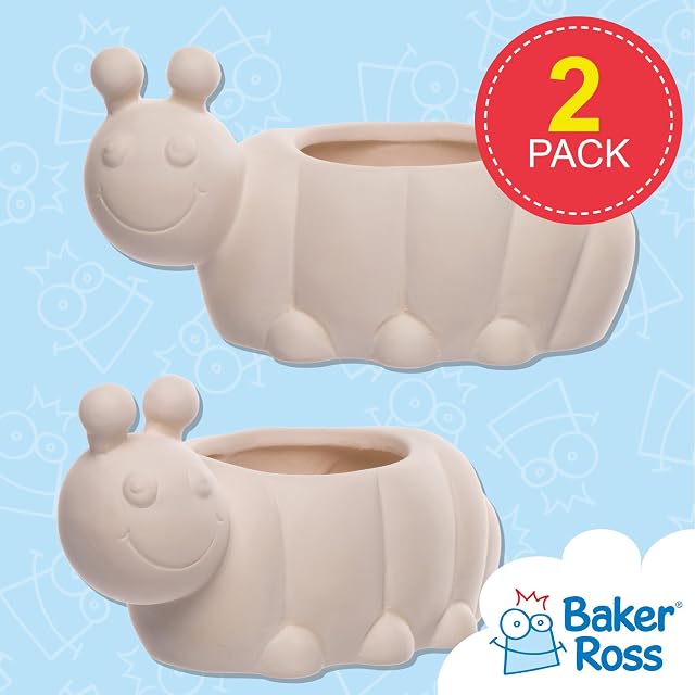 Foto 2 de 6 de Baker Ross Macetas de cerámica con diseño de oruga perfectas para decoraciones creativas infantiles (pack…