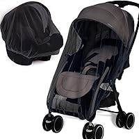 Vista 10 de Mosquitera para cochecito – Protección de sombra solar gris para cochecito infantil Mosquitera y asiento de coche – Paquete de 2 redes portátiles