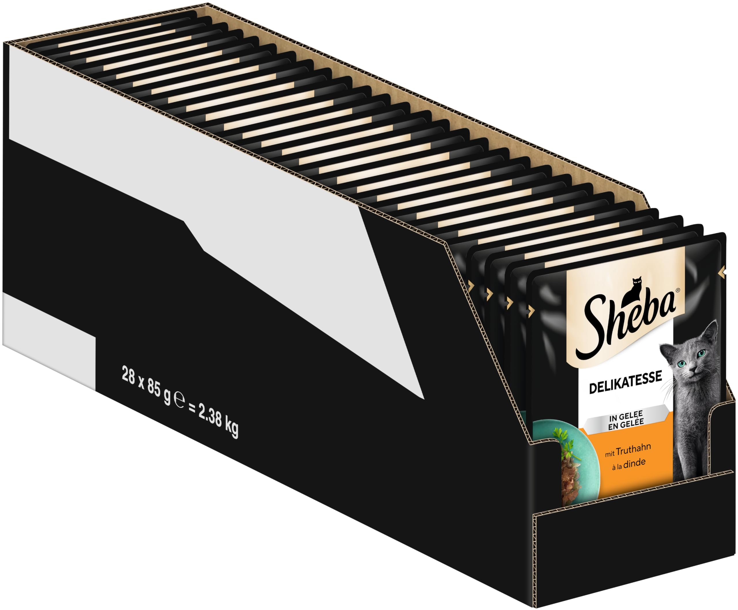 Sheba Delikatesse Katzen Nassfutter im Portionsbeutel mit Truthahn in Gelee 28x85g