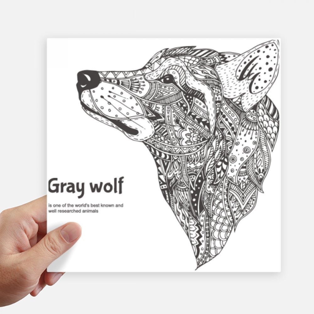 Autocollant loup carré 20cm x 20cm lot de 4 stickers multicolores mur et pc