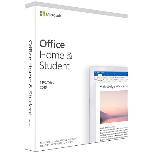 Microsoft Office 2019 Home & Student multilingual | 1 PC (Windows 10) / Mac, Dauerlizenz | Box