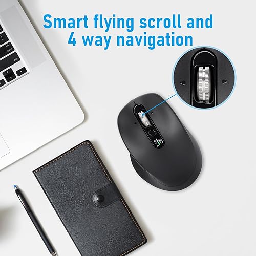 Miniatura 3 de Ratón ergonómico inalámbrico Bluetooth y USB multidispositivo, clic silencioso, rueda de desplazamiento de 4 vías, DPI ajustable, mouse USB