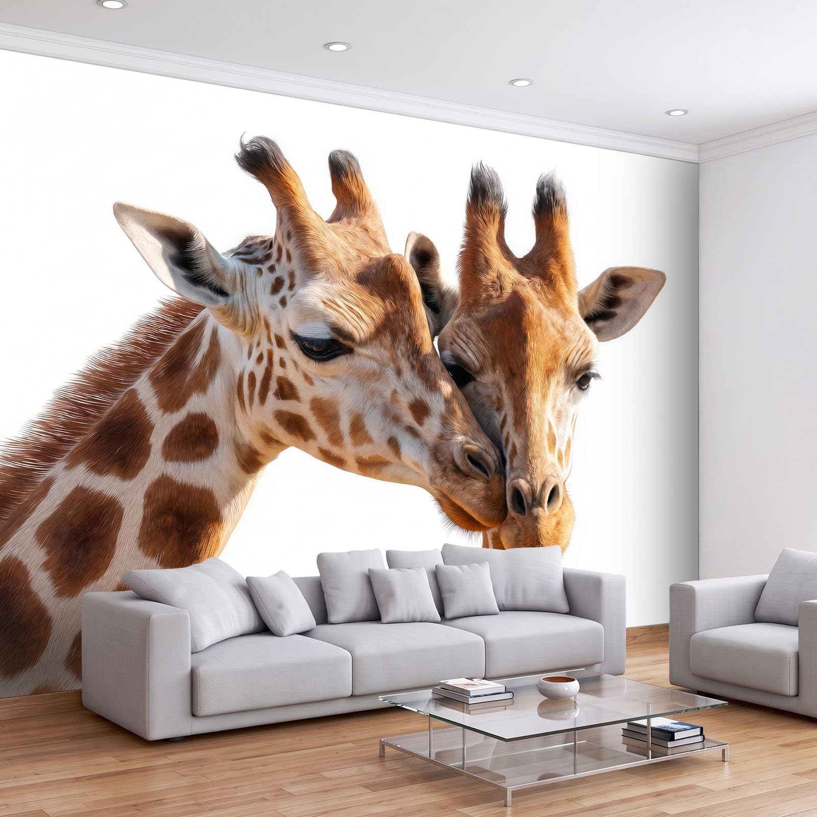 Fototapete Schlafzimmer Wohnzimmer 300x210 cm Giraffe Modern Tier Porträt, Wandtapete Vlies Tapete UV-Beständig Geruchsfrei Vliestapete Panorama Wandbild Wandposter