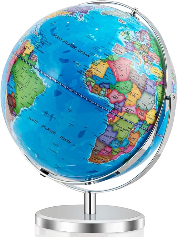 Goplus Desktop World Globe, Educational Geographic World Globe with LED