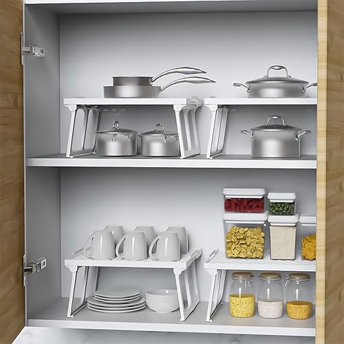 Miniatura 2 de ums Organizador de estante de plástico para armario de cocina, apilable, utilizable para tus especias, nevera, estante, congelador, despensa. 12 x