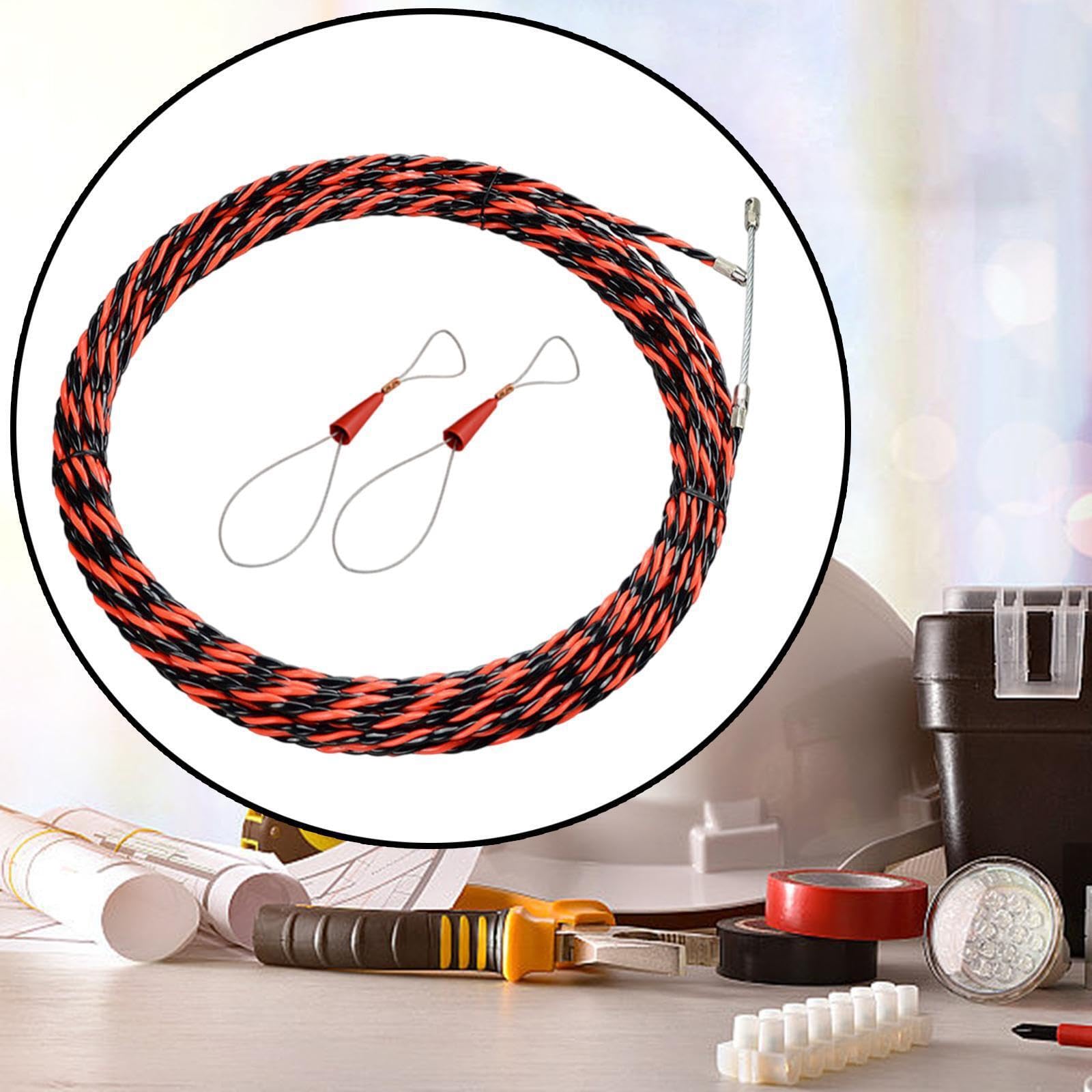 Dispositivo di guida per cavi elettrici,Rosso,20 metri | PVC che garantisce affidabilità durante le attività di trazione dei cavi elettrici. Estrattore elettrico per condotti,