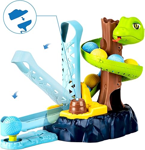 Miniatura 3 de Juego de palos de golf para niños, con 6 bolas, 3 palos de golf, 2 agujeros de práctica y tapete de puting, juguetes de golf para interiores y