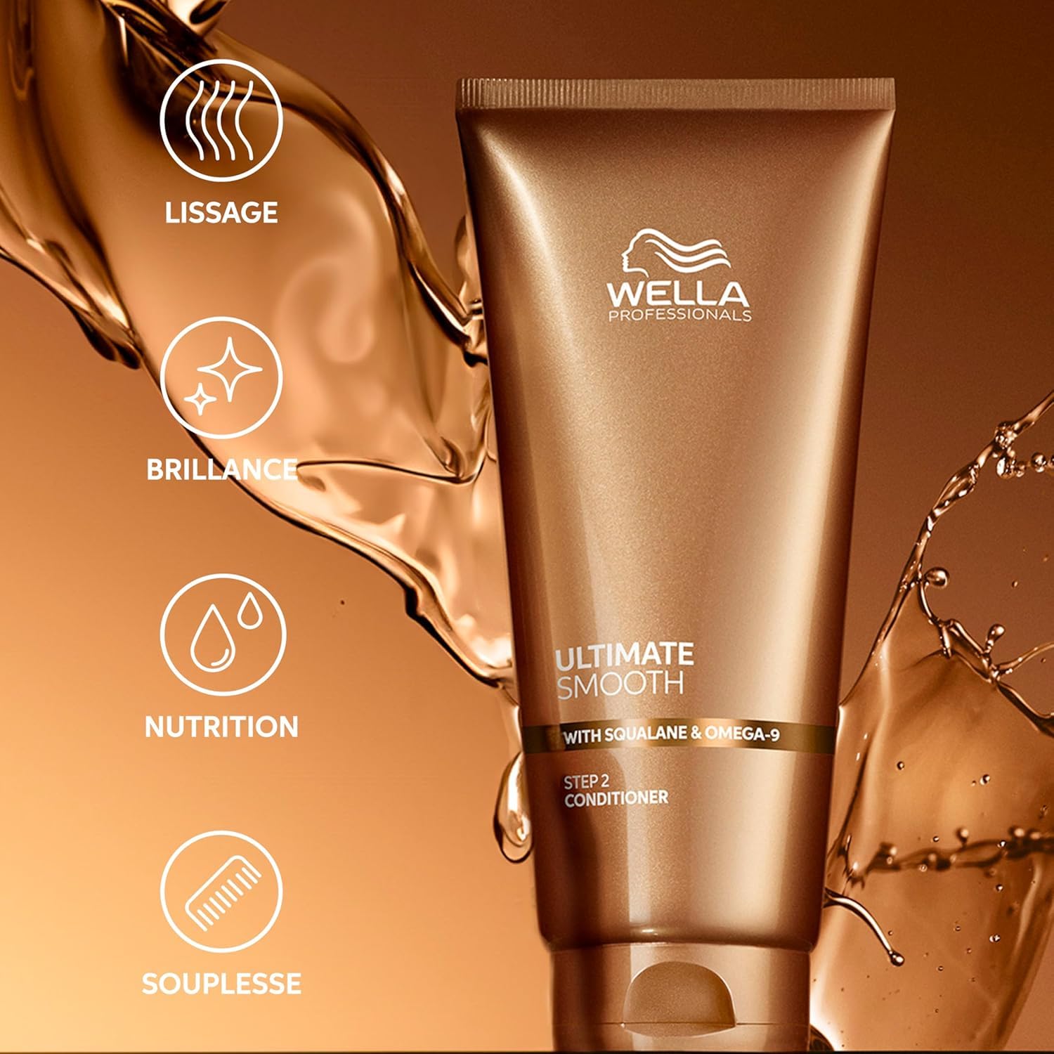 Wella Professionals - Pack Ultimate Smooth - Shampoing (250ml) + après-shampoing (200ml) + sérum Huile Miracle (30ml) nourrissant pour cheveux secs, ternes ou frisés