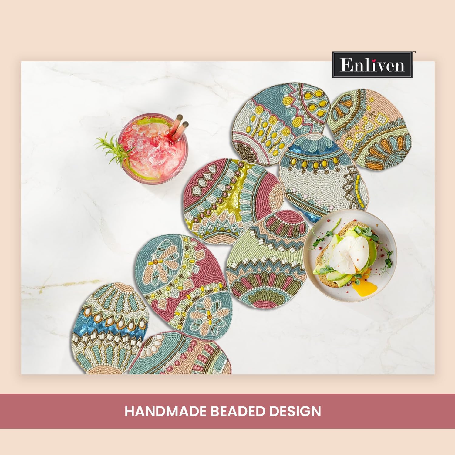 Enliven Easter Beaded Table Runner, Easter Runner for Table, Handmade Beaded Table Runners 13x36 inches