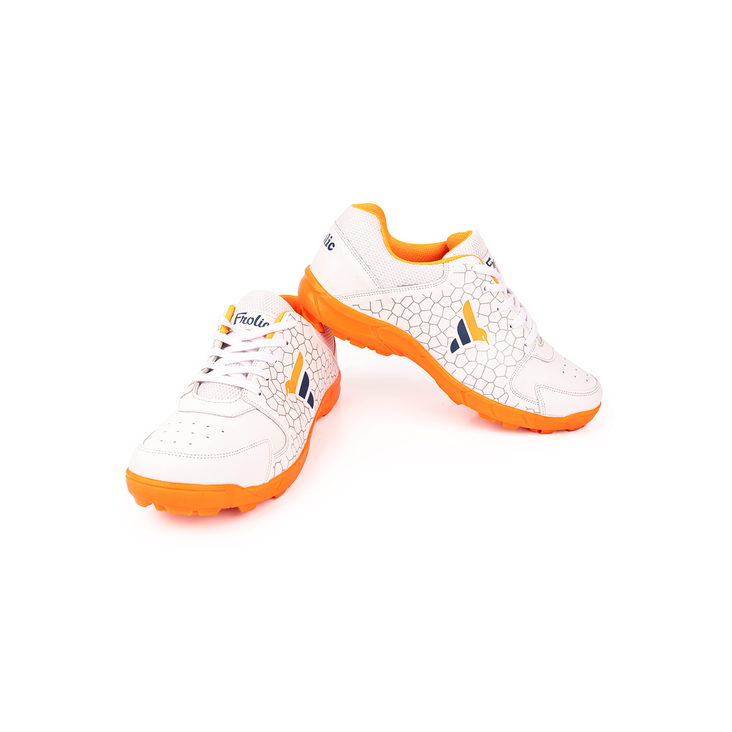 FROLIC Men's Cricket Shoes - for All Ages (Light Weight) (UK 3, White-Fluro Orange)-picture-17