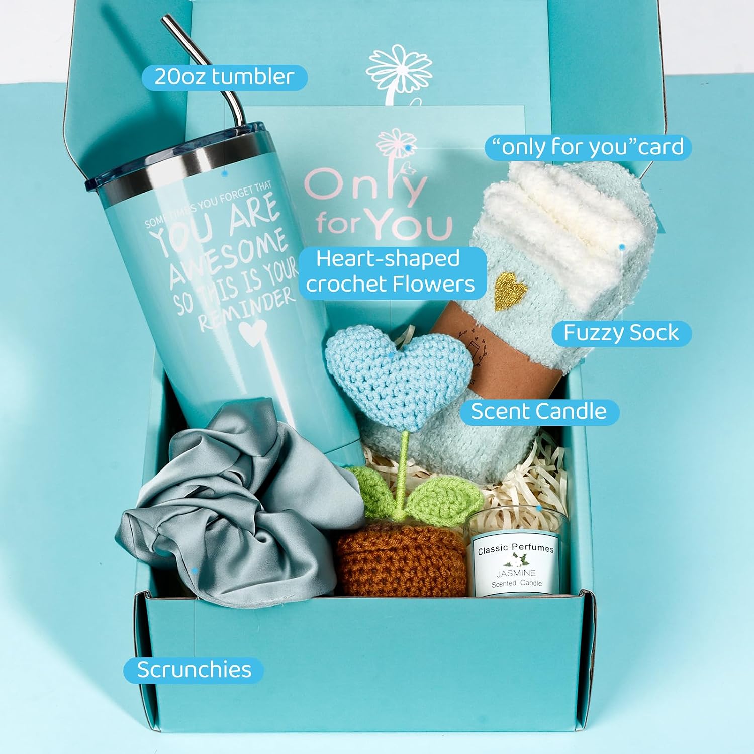 Gift Baskets for Women, Gift for Birthday, Christmas, Mother's Day, Valentine's Day, Get Well Gifts for Women, Teen girl,Siter, best friend, her, wife,Inspirational Gift Set Box (Blue)