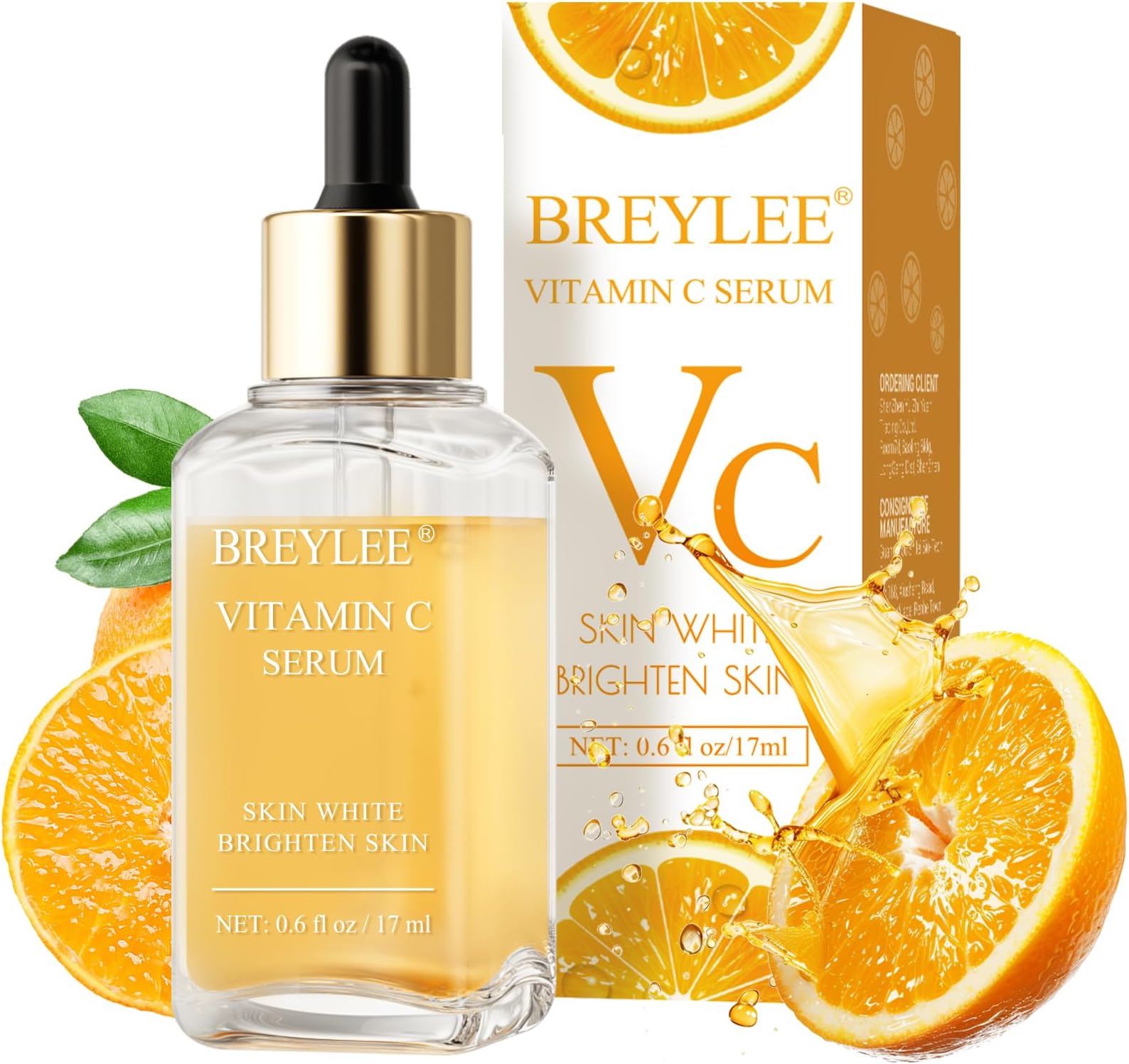 Vitamin C Serum for Face, BREYLEE Vitamin C Facial Serum, Moisturizing Face Serum, Anti Aging Serum for Skin Care, Brightening Skin with Hyaluronic Acid, Vitamin E, Retinol, 0.6 Fl Oz