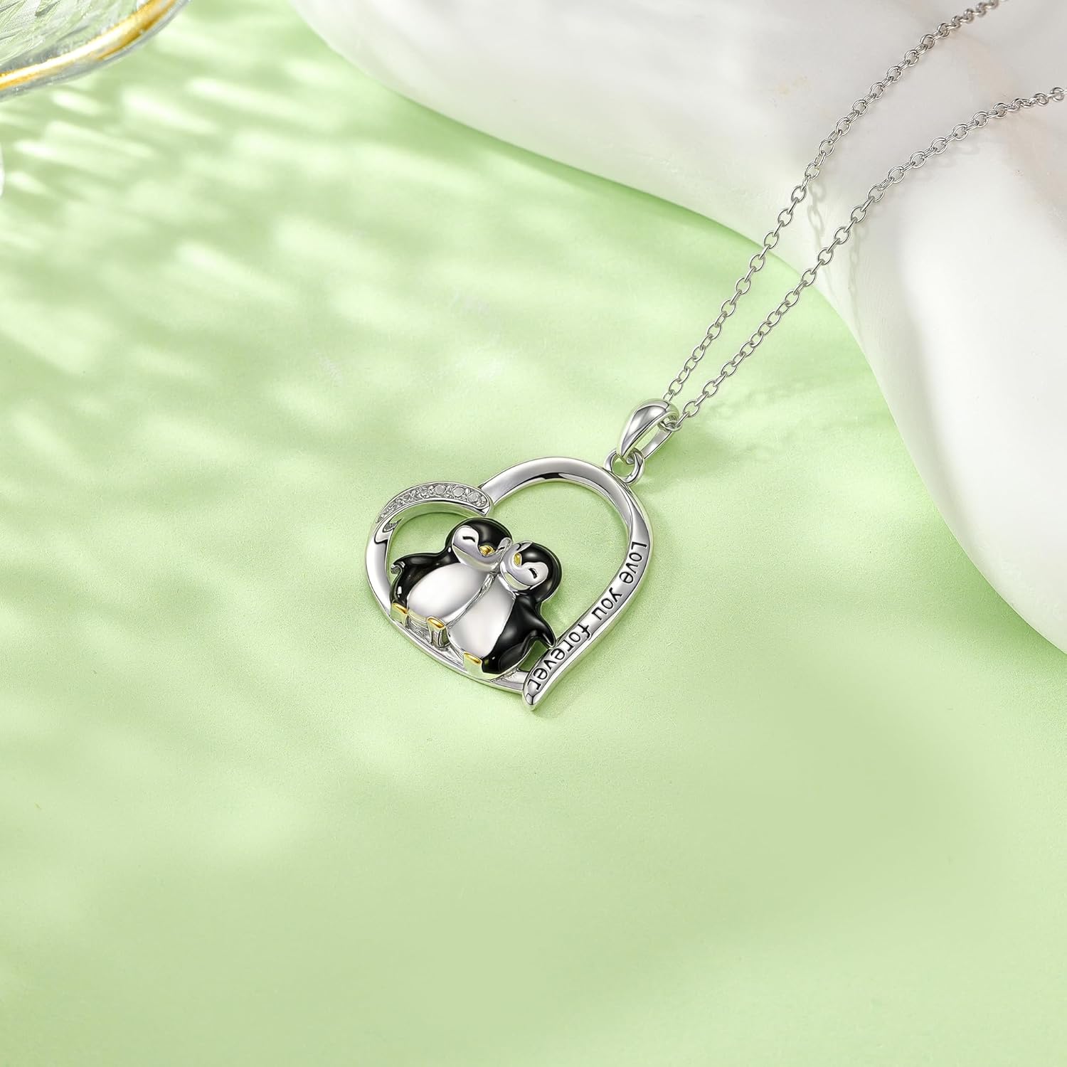 SNOWELLE Penguin Necklace 925 Sterling Silver Penguin Heart Pendant Necklace Animal Jewelry Gift for Women Animal Lovers - Image 3