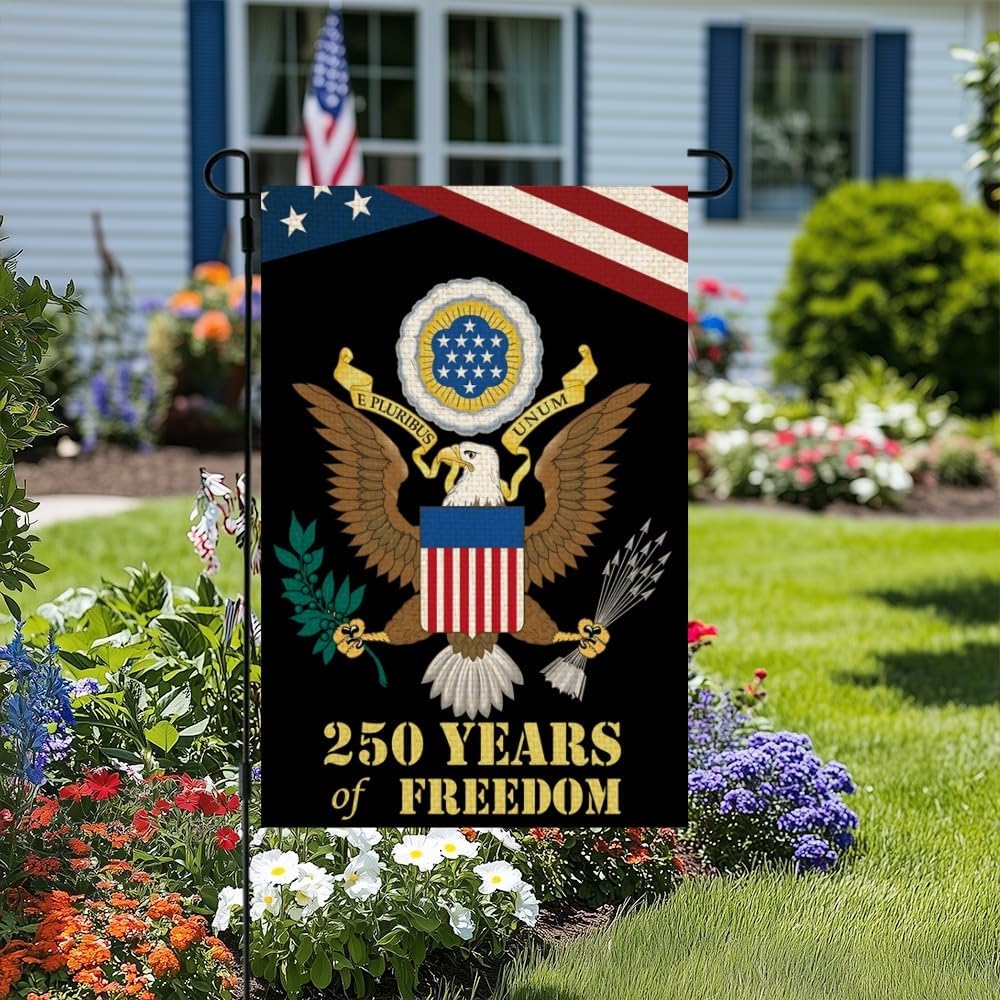 250 Year American Anniversary Garden Flag,Double-Sided Burlap,250th Anniversary Flag USA Patriotic Banner with Eagle Design,1776-2026 Commemorative,12x18 Inch,America 250 Freedom Flag - Image 2