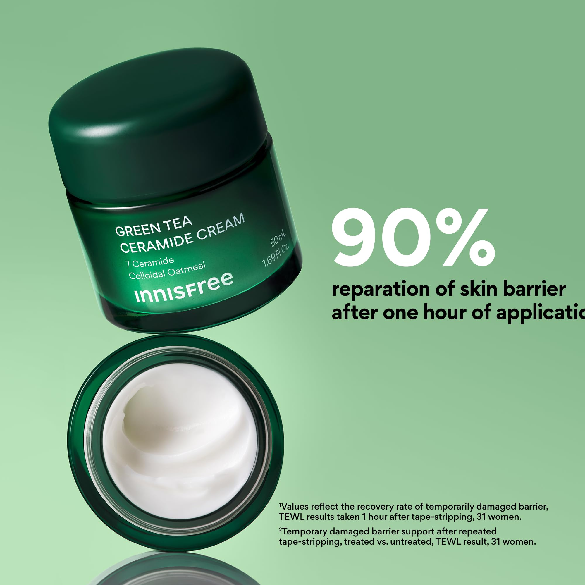 innisfree Green Tea Ceramide Cream Hydrating Korean Rescue Moisturizer