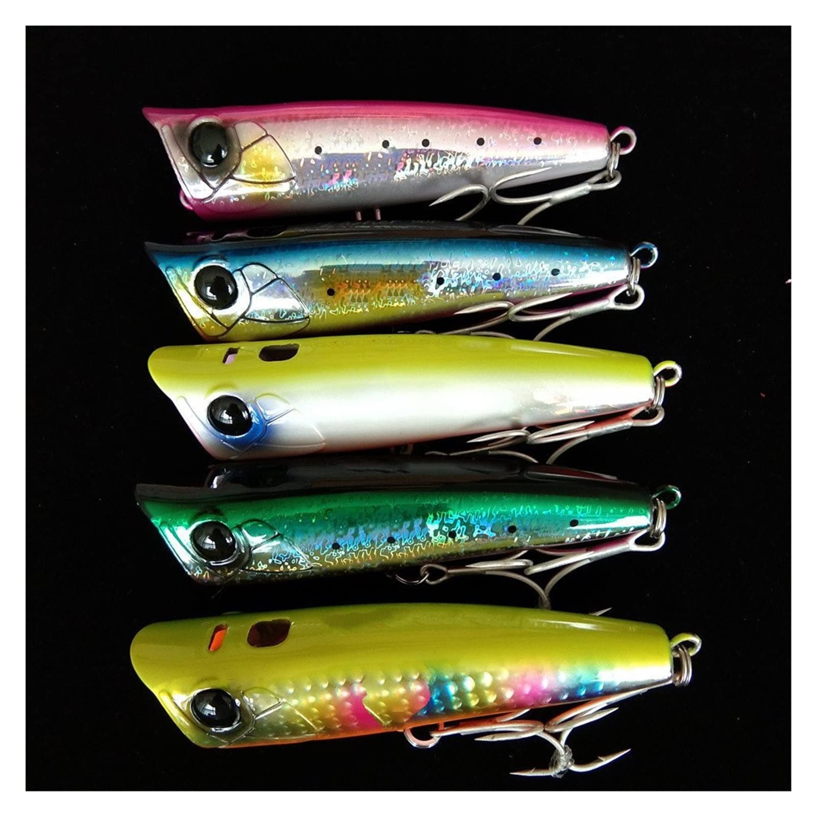 Outdoor Fishing Luring Fish to The Hook Fish Hooks 5PCS Topwater Popper Fishing Lure 90mm 23g Floating Artificial Hard Bait for Saltwater High Strength Model (Color : B, Size : 0)