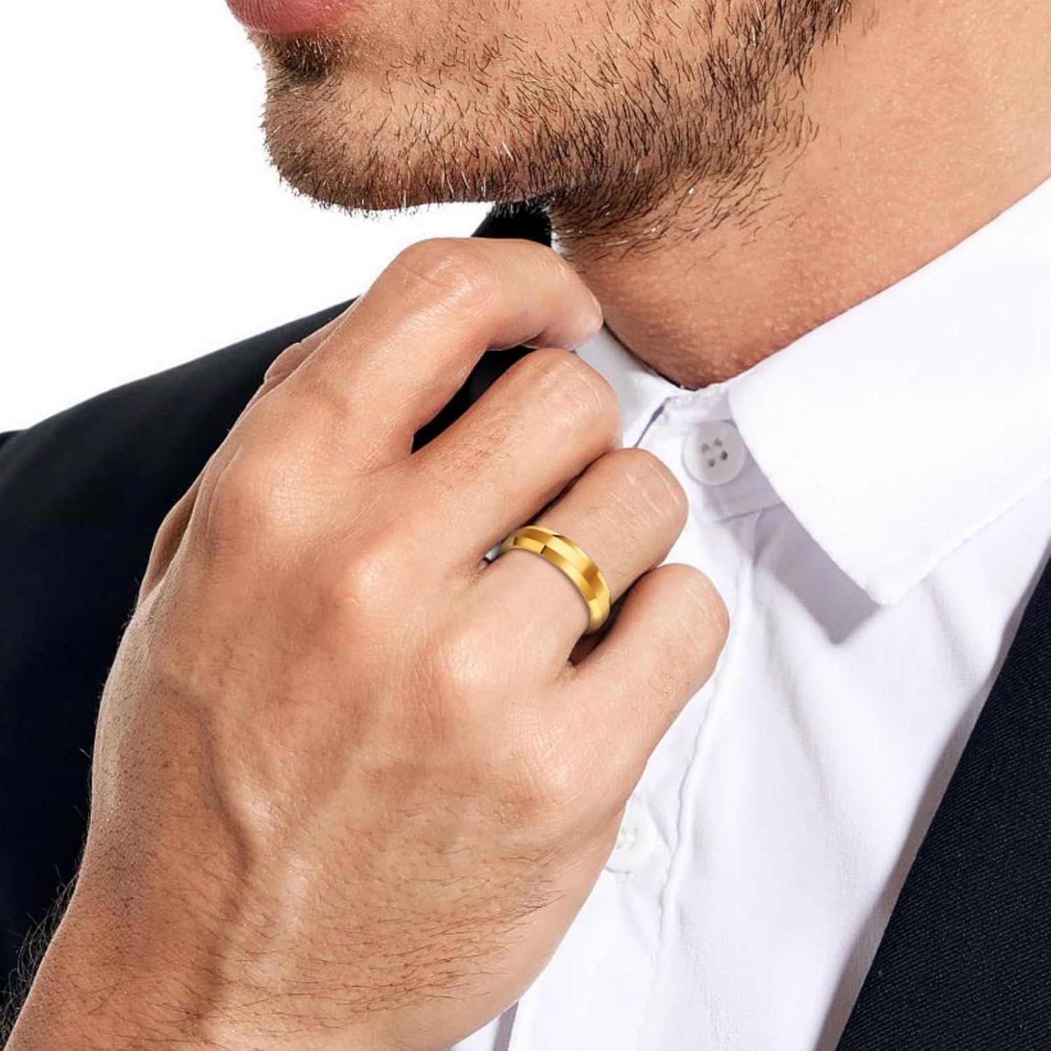 NUNCAD Classic Tungsten Ring for Men Silver/Gold/Black 6mm Wedding Band Brushed Finish Center Polished Enhanced Beveled Edges Comfort Fit Size 7-12 - Image 4