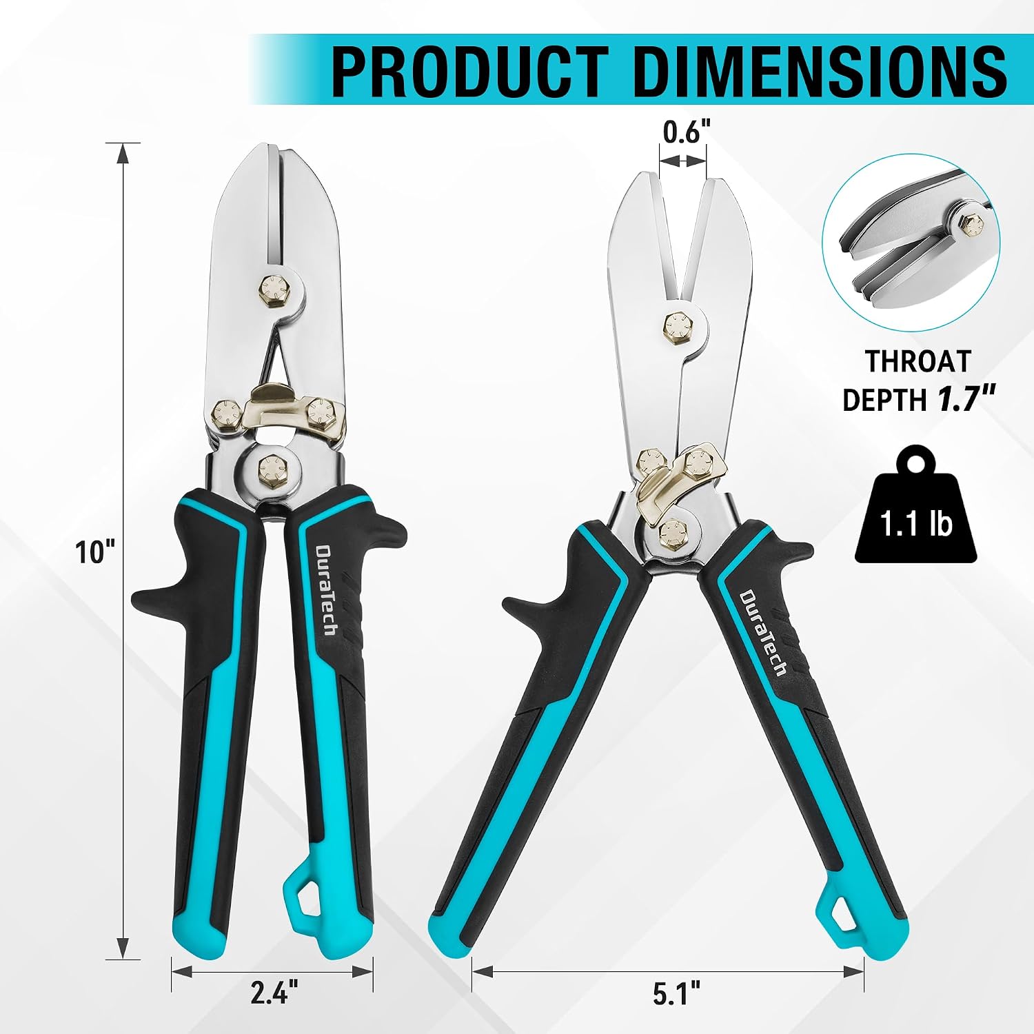 DuraTech 5-Blade Sheet Metal Crimper, Duct Crimping Tool for 22-28 Gauge Galvanized Steel and Stainless Steel, Crimper for HVAC Ductwork, Stove Pipes