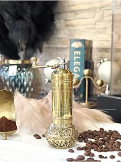 Handmade Brass Coffee Grinder Oval Shape Traditional Artisan Craftsmanship for Freshly Ground Coffee Beans Rich Aroma and Flavor refined Kitchen Decor 4.7 in Height - Brass