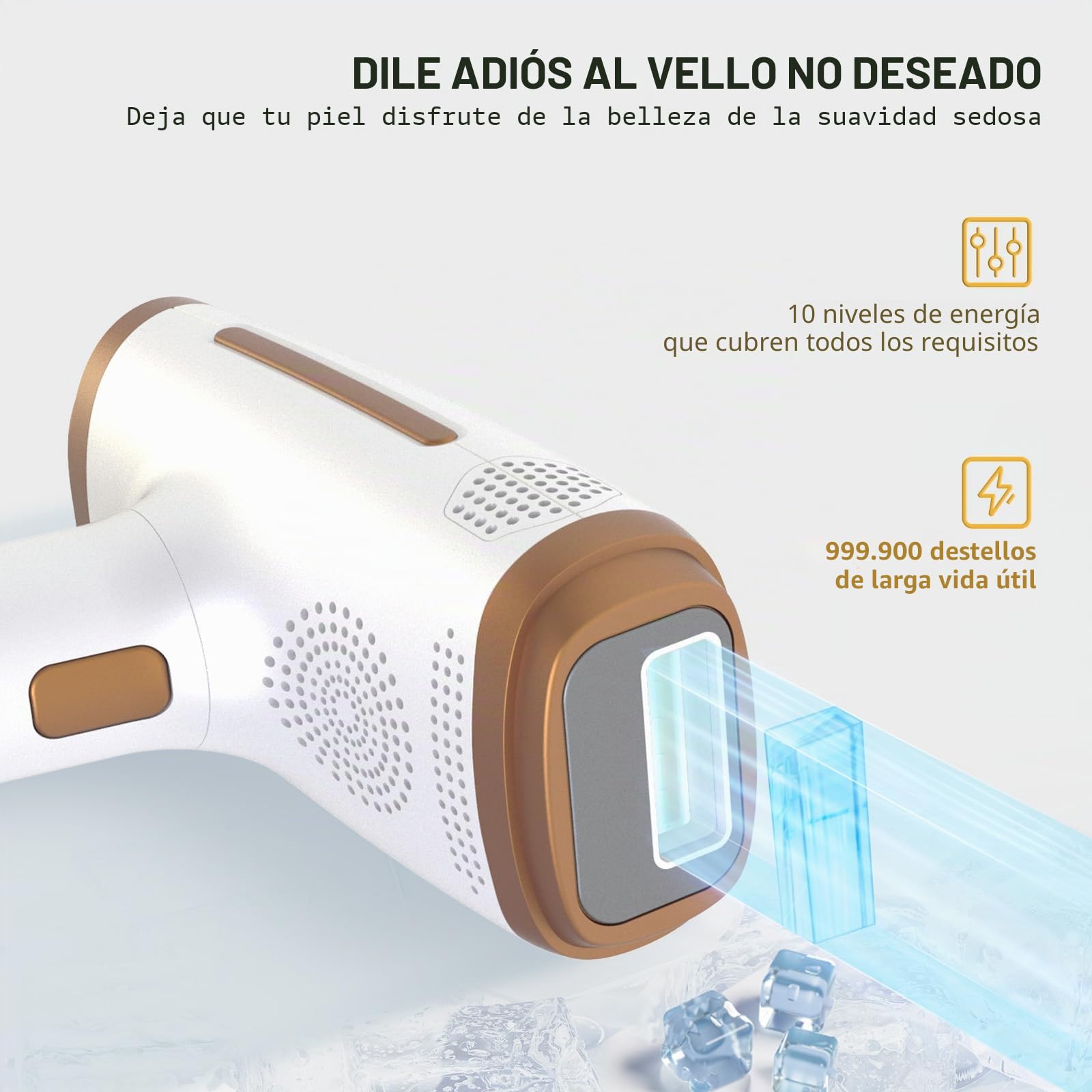 NALONE Depiladora Laser IPL con Refrigeración, Depiladora Luz Pulsada4 en 1 HR/SC/RA/BT con 10 Niveles de Energía, Laser Depilacion para Mujeres y Hombres para Bikini, Axilas, Cara, Cuerpo (Blanco)