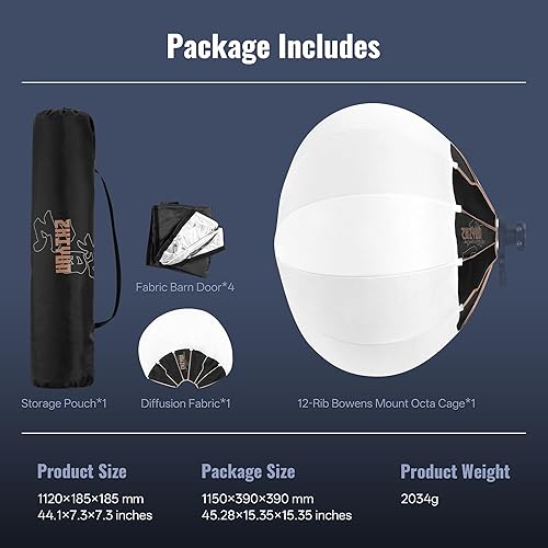 Miniatura 6 de ZHIYUN 33.5 pulgadas33.5 in linterna softbox con soporte Bowens para estudio de fotografía, grabación de vídeo, retratos de disparo para SMALLRIG