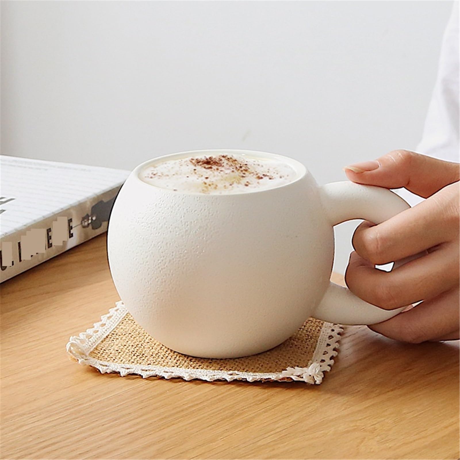 Taza de café Taza Chubby, linda taza de cerámica con asa, café mate esmerilada Tazas(Blanco)