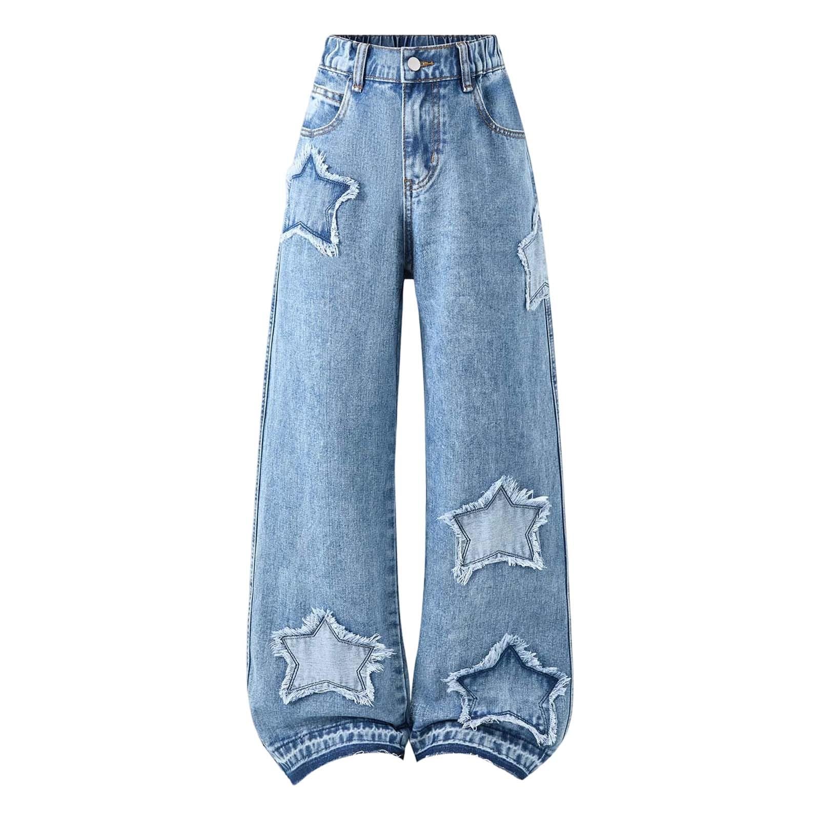 Jeans baggy para niños Estilo streetwear actual Costuras reforzadas Jeans para colegio Sin restricciones de movimiento Vaqueros de pierna recta Diseño elegante y casual Ajuste regular holgado