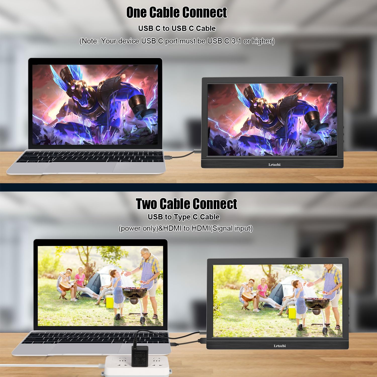 11.6 Inch Portable Monitor, FHD 1920x1080p IPS Screen Small HDMI Monitor with USB-C & HDMI Port, Built in Speaker Travel Monitor for Laptop, PC, Mac, Phone, PS4/5, Xbox - Image 3