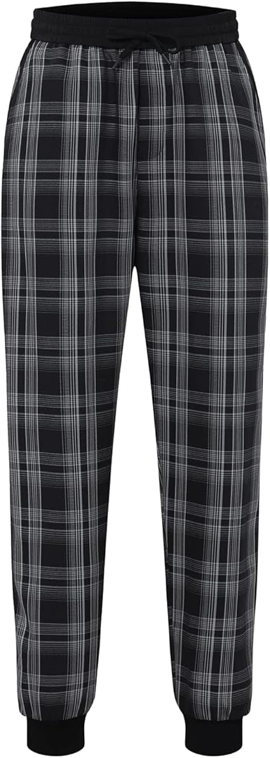 Amazon.com: Pantalones casuales con costuras a cuadros blancos y negros  para hombre : Ropa, Zapatos y Joyería