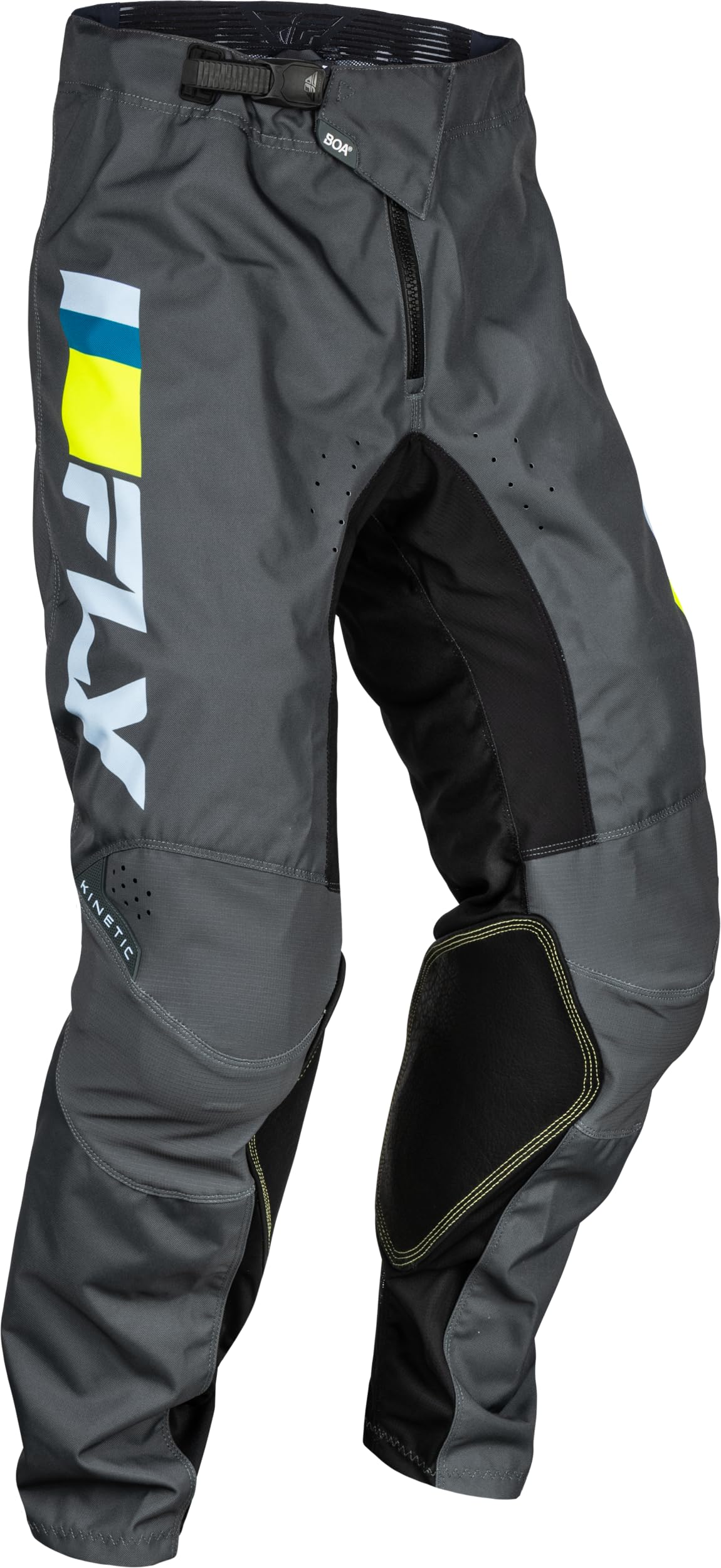 Fly Racing 2024 Adult Kinetic Prix Pants (Ice Grey/Charcoal/Hi-Vis Size 32)