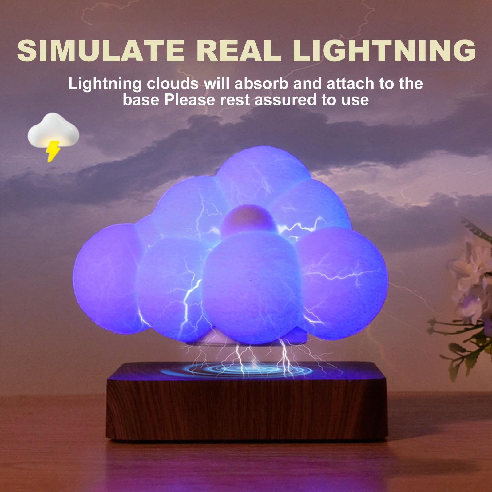 ele ELEOPTION Lampada A Levitazione Magnetica 3D,Lampada A Nuvola, 3 Colori Sfumati Regolabili Con Base In Legno,Adatta Per Regali Di Decorazione Della Camera Dei Bambini (Colore Legno Scuro)