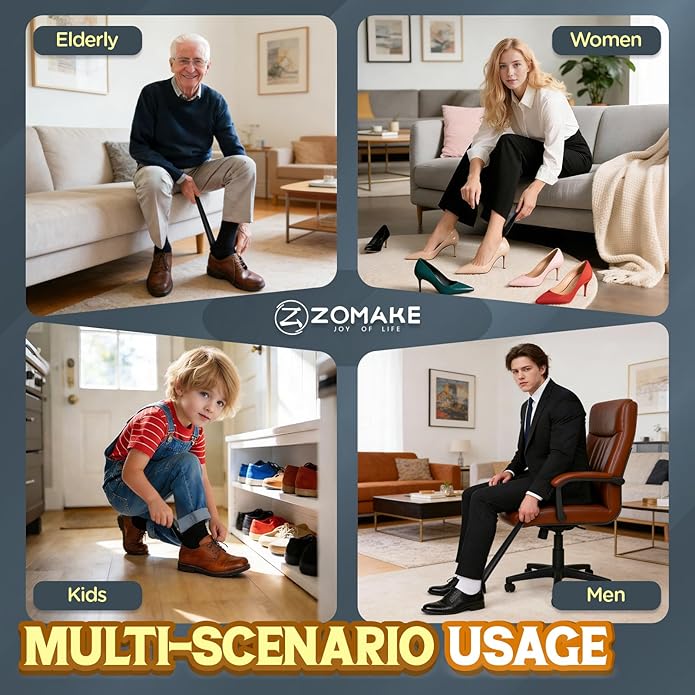 Calzador de Zapatos Largo ZOMAKE de Metal para Hombres Mujeres Adultos Mayores miniatura 5