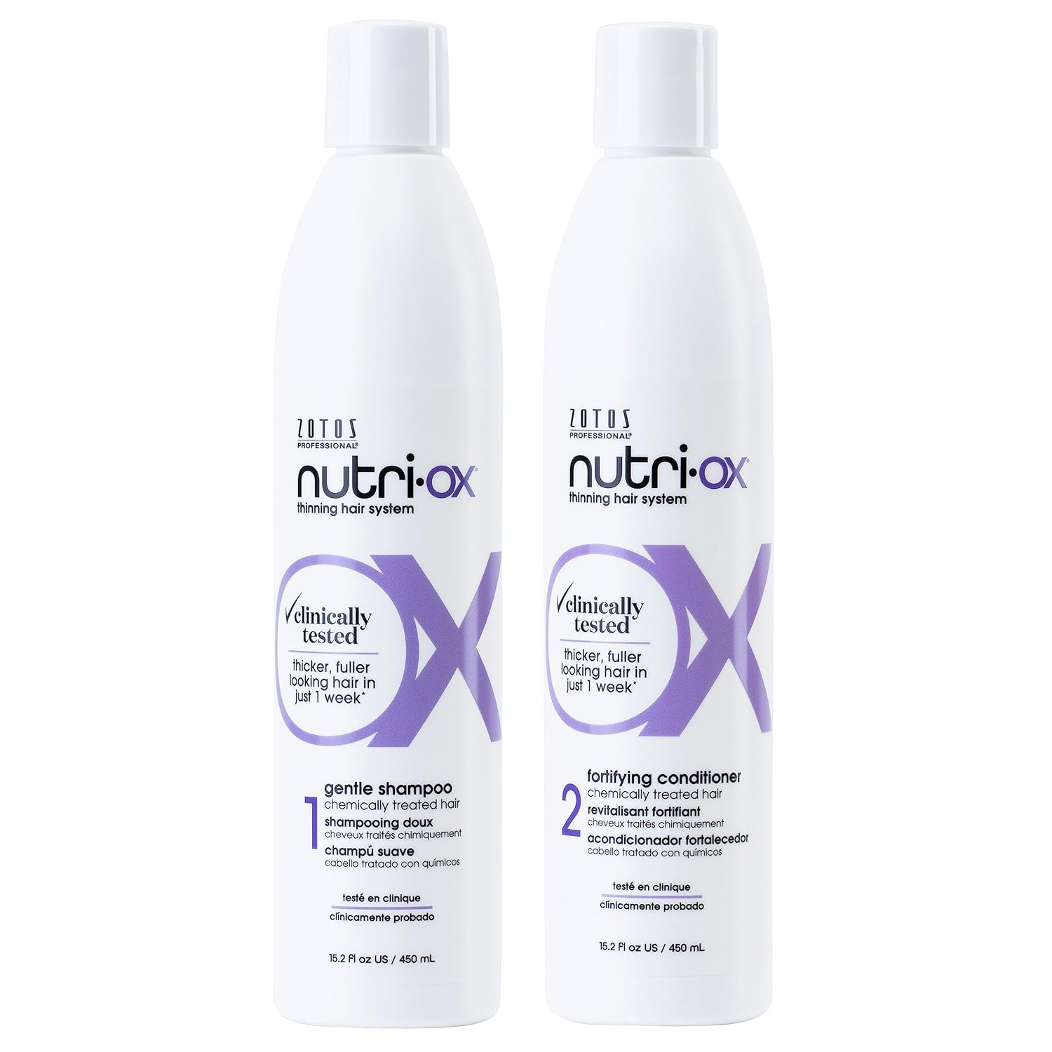NUTRI-OX Gentle Shampoo Chemically-Treated for Colored Thinning Hair | Thicker, Fuller-Looking Hair | Clinically & Dermatologically Tested | Peppermint | Color-Safe