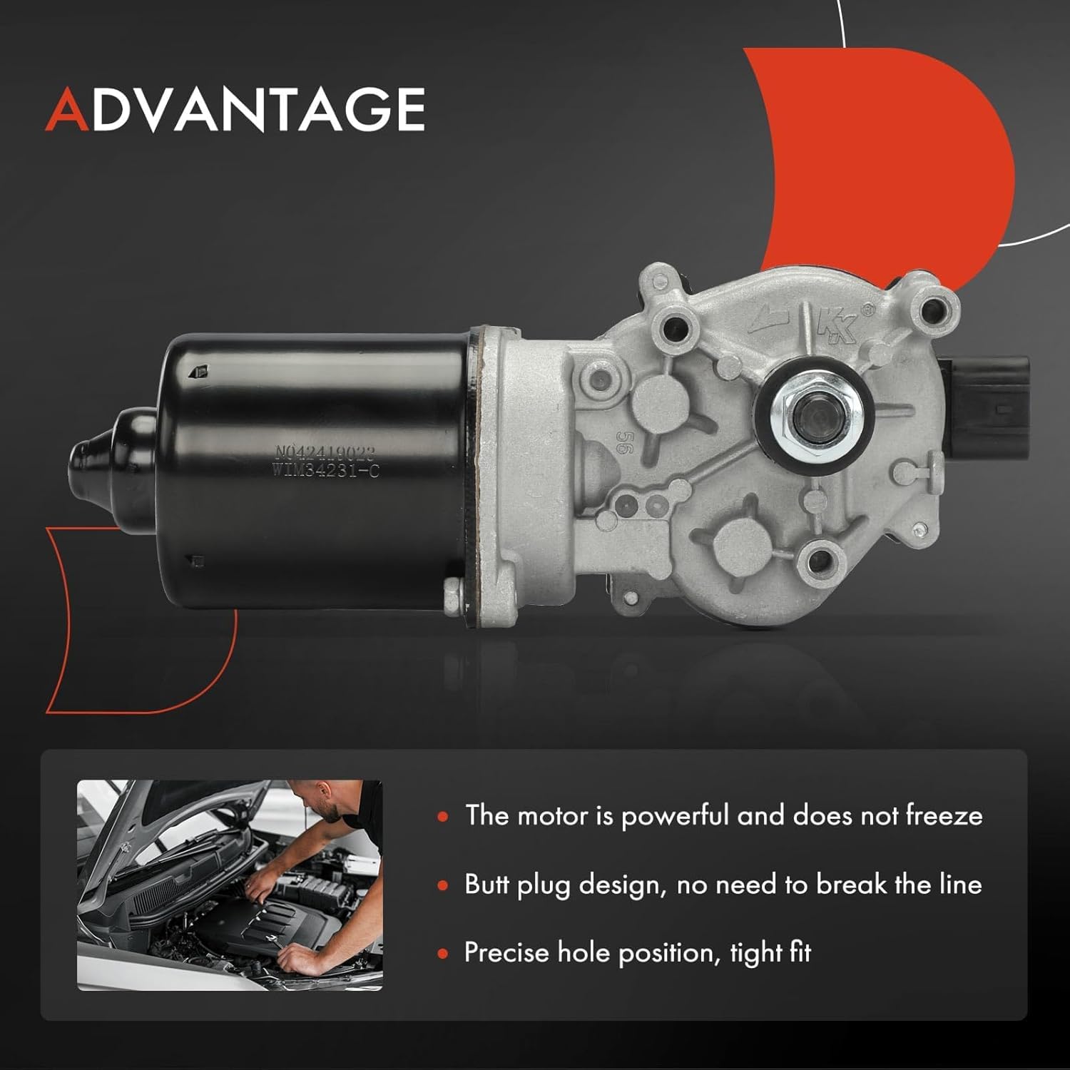 A-Premium Front Windshield Wiper Motor Compatible with Mitsubishi Lancer 2008-2017, 5-Pin