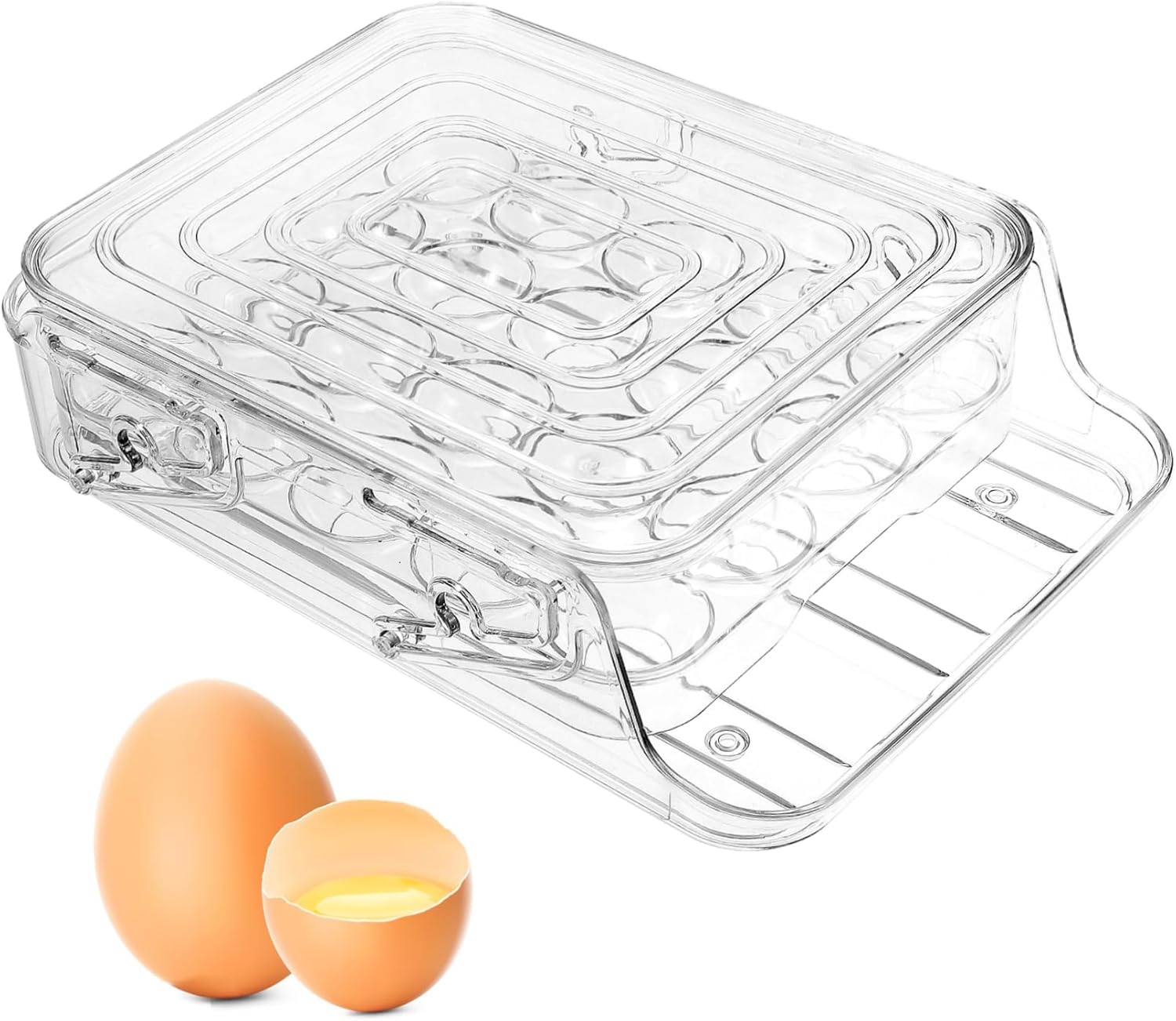 Egg Holder and Dispenser Rolling Egg Box Refrigerator Organizer Pet Material Easy to Clean