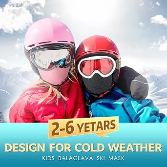 KOOLSOLY Kids Balaclava Face Mask, Winter Hat Face Warmer for Cold Weather Ski Mask for Boys Girls