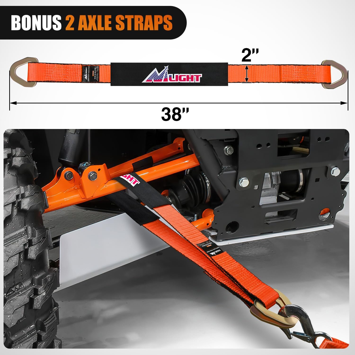 Nilight 2Pcs Tow Dolly Basket Straps with Flat Hook for 14”-19” Tires Car Heavy Duty Wheel 11128LBS Break Strength with 2 Axle for Trailer