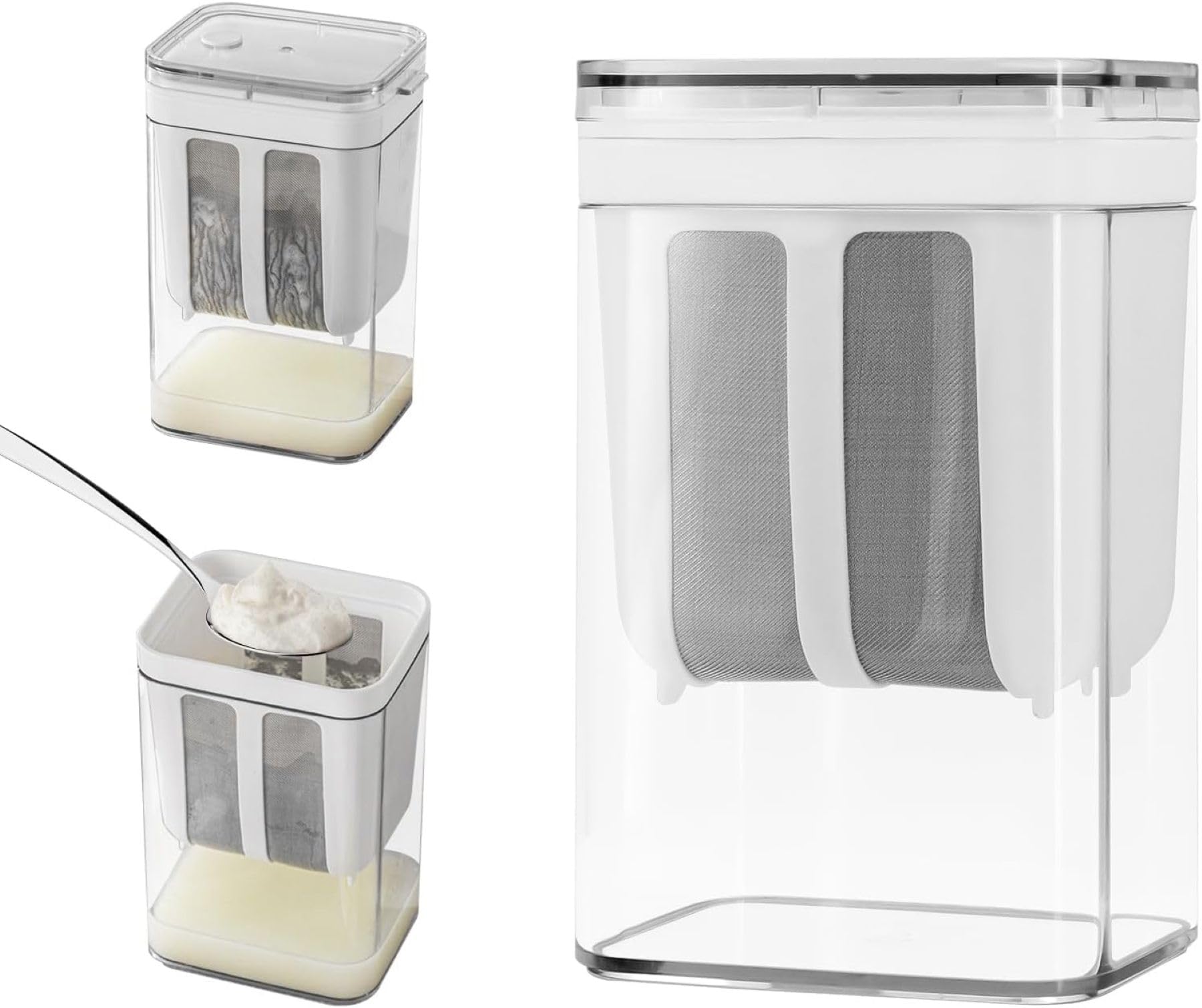 Inditradition Greek Yogurt & Curd Maker & Strainer Box | Multifunctional Yoghurt Filter, Whey Separator For Home, With SS Mesh (1400 ml, Plastic)-image-22