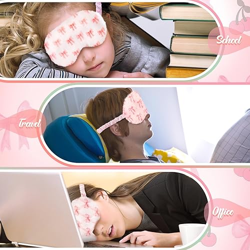 Vista 23 de Cuffbow 6 piezas de antifaz de felpa para dormir, de seda, para dormir, linda máscara de sueño, mullida, cómoda, para dormir, para viajes, fiestas
