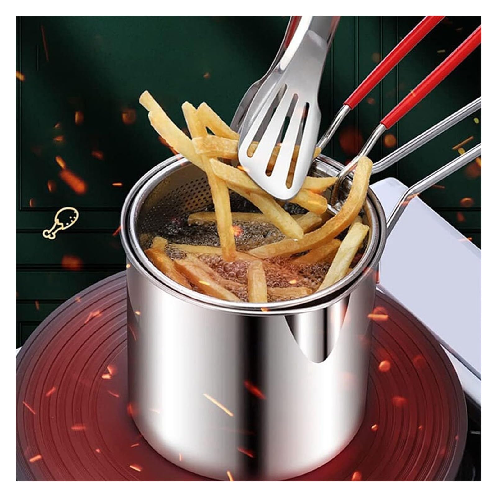 Garnek Do Głębokiej Frytownicy Ze Stali Nierdzewnej, Japońska Mała Patelnia Tempura Szybkie Nagrzewanie(Only Fryer Pot)